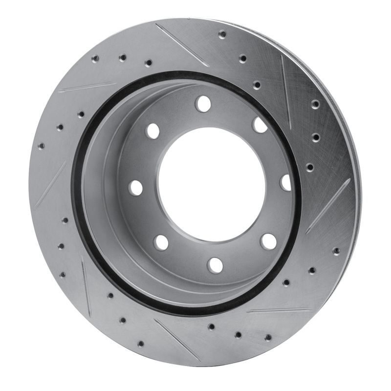 Chevrolet Silverado 1500 Brake Rotor (1) - Rear Left - R1 Concepts - Drilled & Slotted - Silver - `03-`05